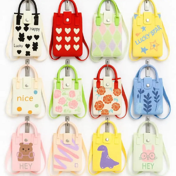 Kawaii Mini Canvas Crossbody Bag – Aesthetic Phone Purse with Cute Graphic Prints