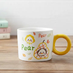 Kawaii Pear Ceramic Coffee Mug - Decorative Ceramic Fruit Cup with Sunshine Handle
