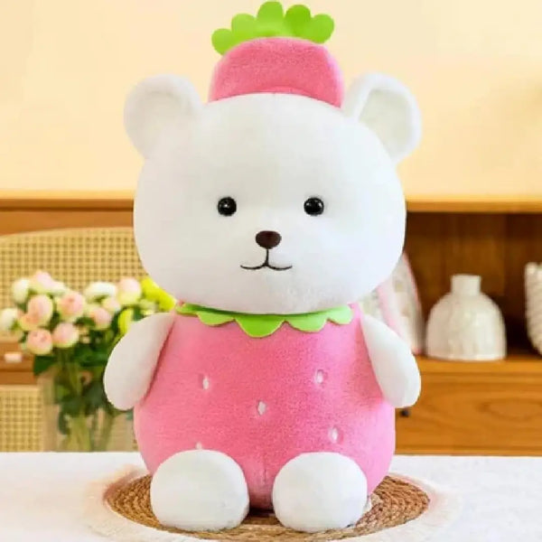 Teddy Bear Stuffed Plush Toy with Strawberry & Avocado Figure 35cm