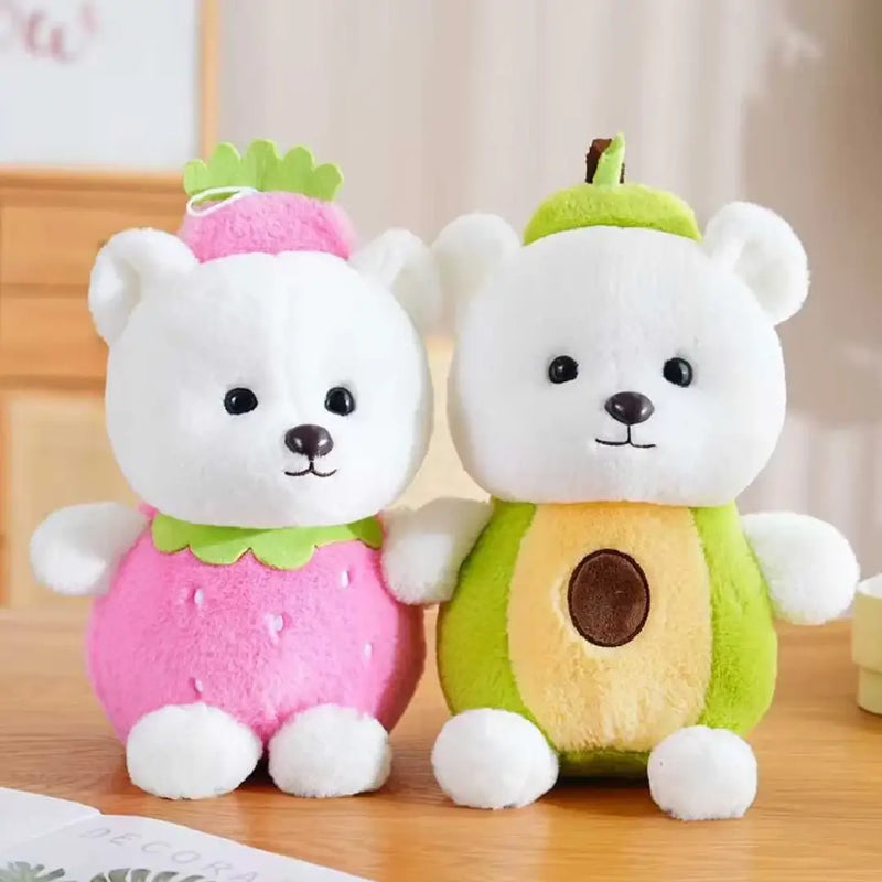 Teddy Bear Stuffed Plush Toy with Strawberry & Avocado Figure 35cm
