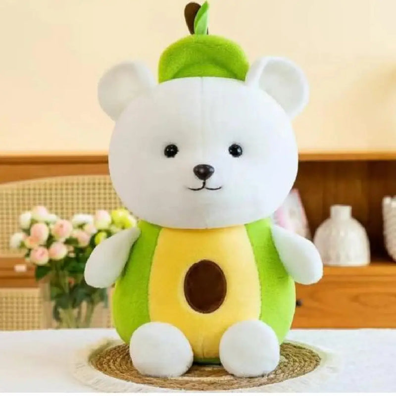 Teddy Bear Stuffed Plush Toy with Strawberry & Avocado Figure 35cm