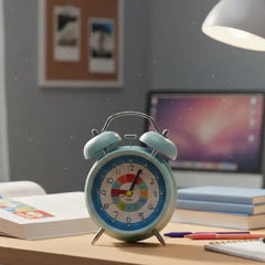 Pastel Blue Vintage Style Twin Bell Alarm Clock