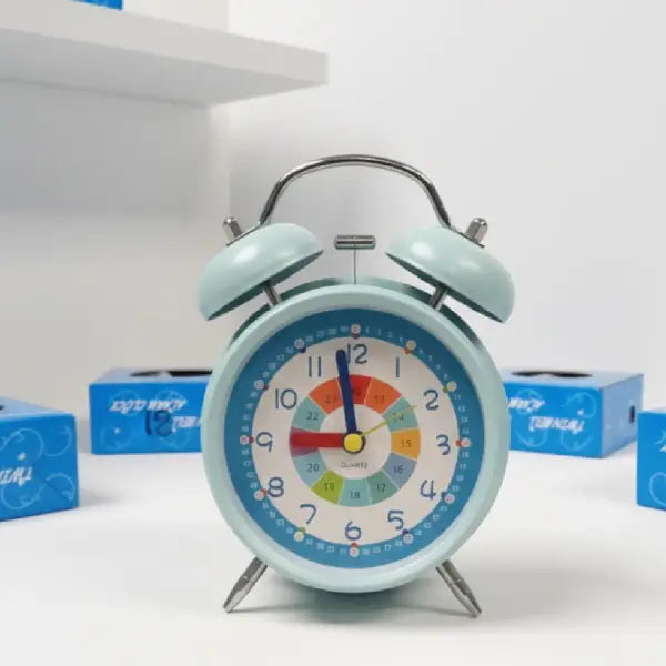 Pastel Blue Vintage Style Twin Bell Alarm Clock