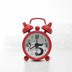 Tiny Classic Retro Red Alarm Clock with Whimsical Dial