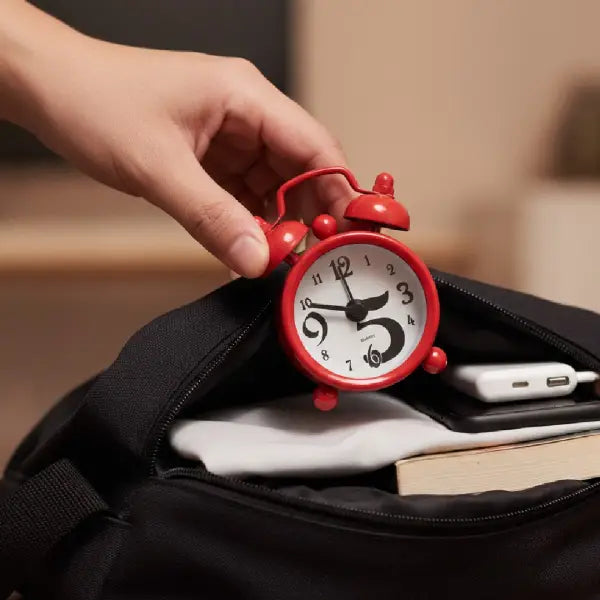 Tiny Classic Retro Red Alarm Clock with Whimsical Dial