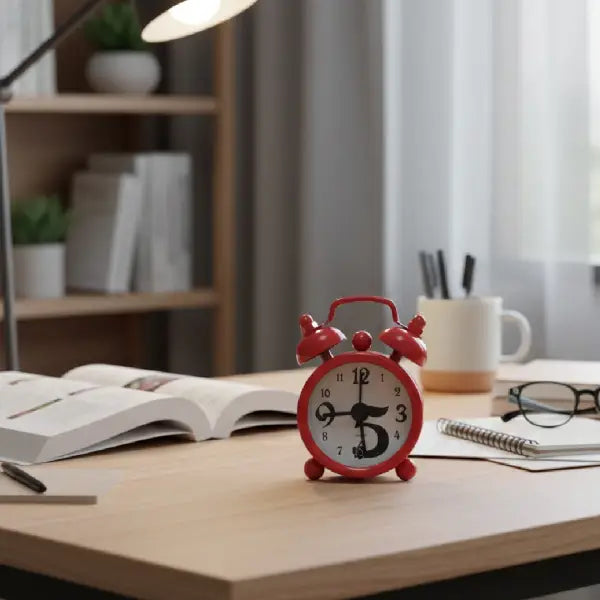 Tiny Classic Retro Red Alarm Clock with Whimsical Dial