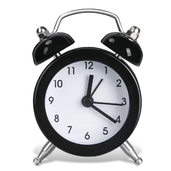 Mini Retro Twin Bell Alarm Clock Vintage Desk Decor-Black