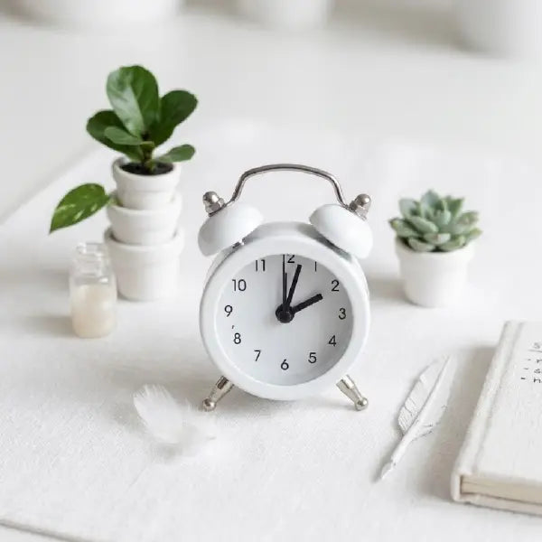 Mini Retro Twin Bell Alarm Clock Vintage Desk Decor-White