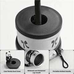 Adorable 3D Panda 700ml Leakproof Stainless Steel Bottle with Strap