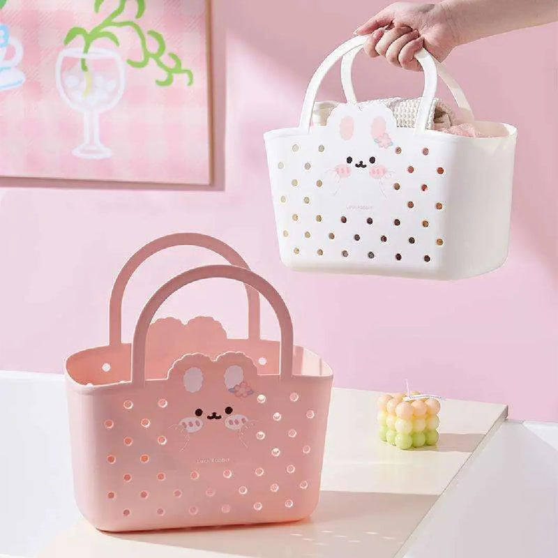 Bunny Print Portable Storage Basket with Handle