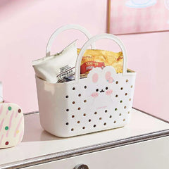 Bunny Print Portable Storage Basket with Handle