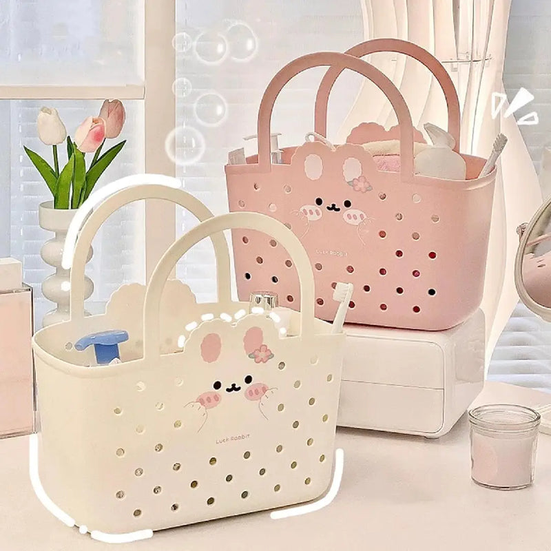 Bunny Print Portable Storage Basket with Handle