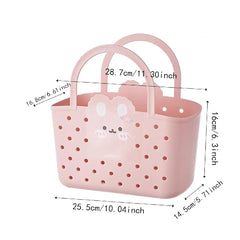 Bunny Print Portable Storage Basket with Handle