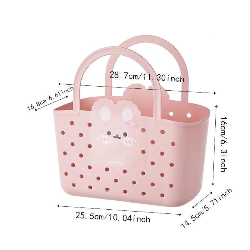 Bunny Print Portable Storage Basket with Handle