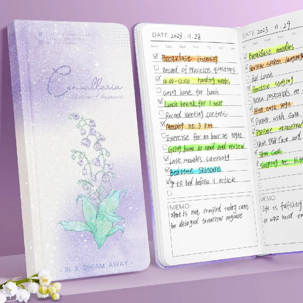 GlitterGlow Daily Planner Notebook Stylish Pocket Size