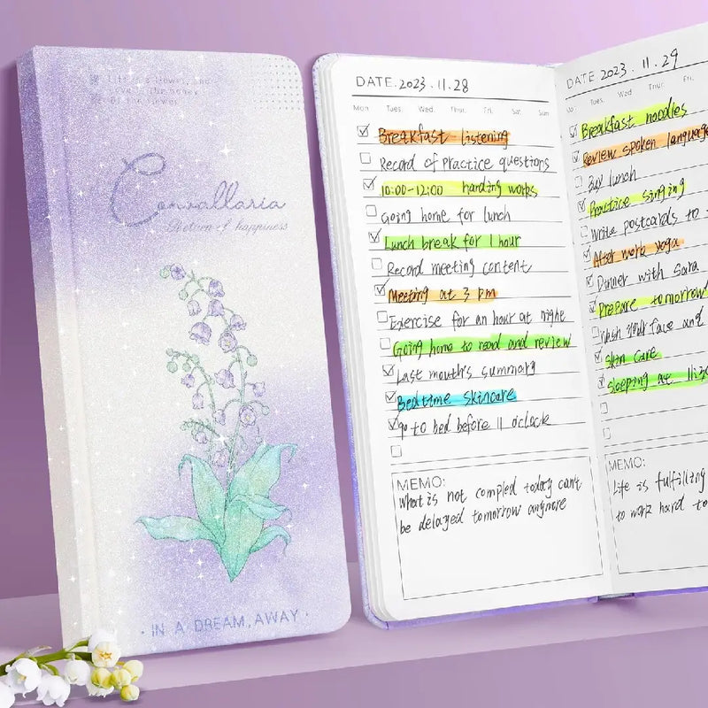 GlitterGlow Daily Planner Notebook Stylish Pocket Size
