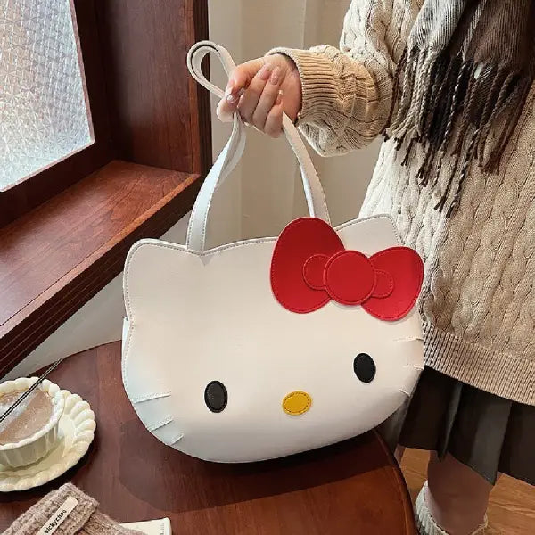 Hello Kitty Face White Tote Bag with Matching Plush Charm