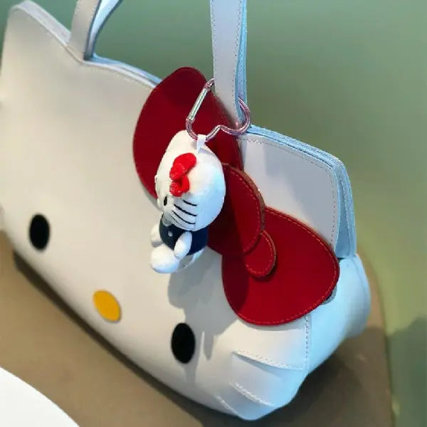 Hello Kitty Face White Tote Bag with Matching Plush Charm