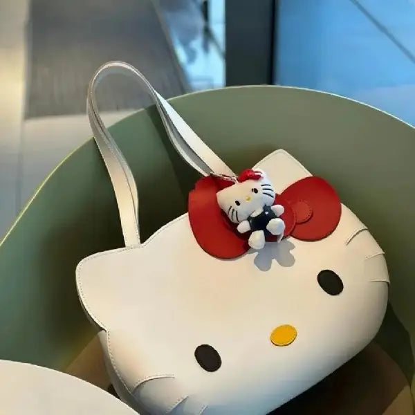 Hello Kitty Face White Tote Bag with Matching Plush Charm