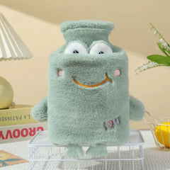 Cute Cartoon-Shaped Plush Hot Water Bag with Pocket