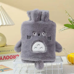 Cute Cartoon-Shaped Plush Hot Water Bag with Pocket