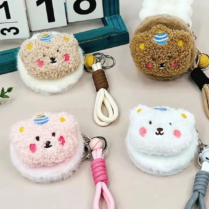 Adorable Plush Animal Pocket Mirror – Keychain for Girly