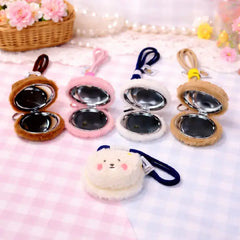 Adorable Plush Animal Pocket Mirror – Keychain for Girly
