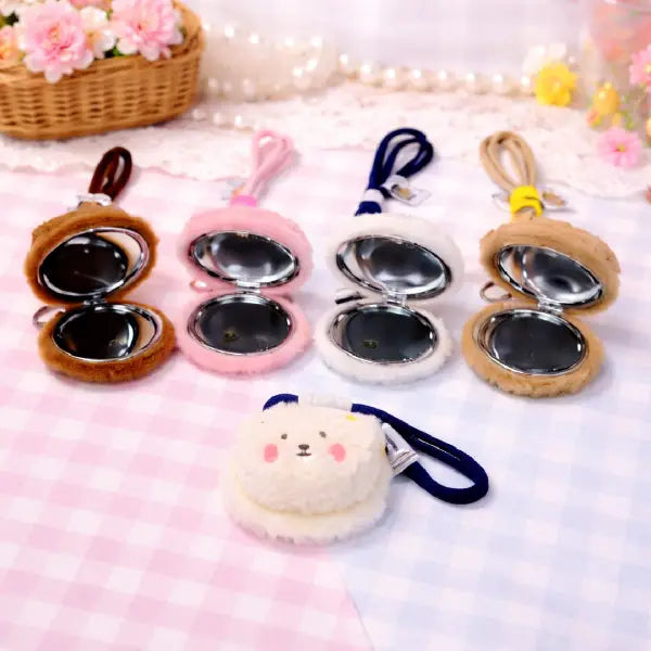 Adorable Plush Animal Pocket Mirror – Keychain for Girly