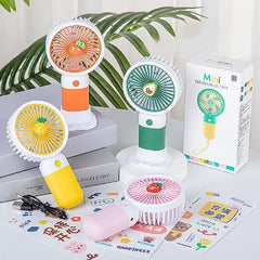 Fruit-Themed Rechargeable Mini Fan – 2-in-1 Handheld and Desk Fan