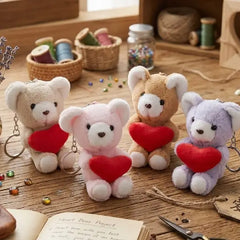 Plush Heart Bear Keychain Soft Aesthetic Bag Charm for Backpacks