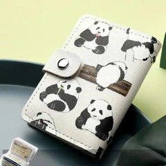 Panda Print High Capacity Card Holder with Multi-Slot Organizer