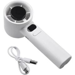 Turbo Power Handheld Fan with LED Display & Adjustable Speed-White