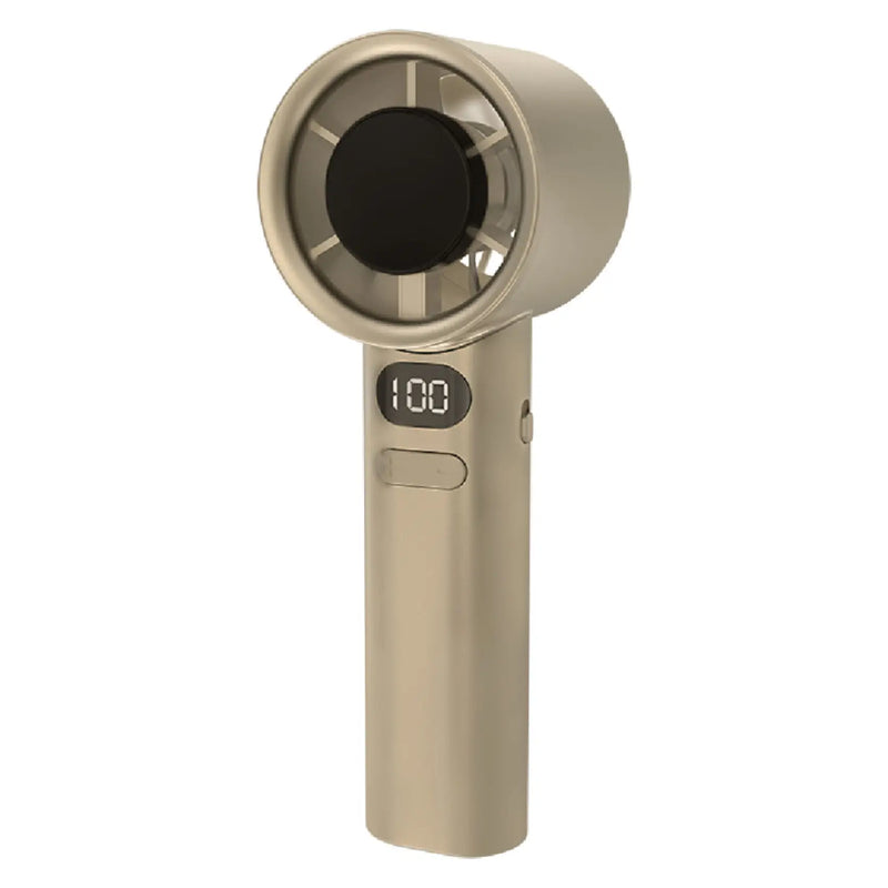 Turbo Power Handheld Fan with LED Display & Adjustable Speed-Golden