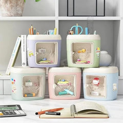 Kawaii Aesthetic Desktop Organizer with DIY Sticker Sheet