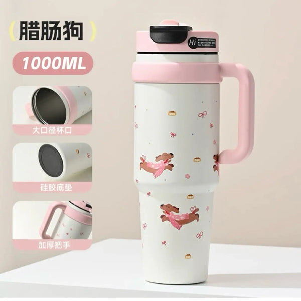 Pastel Palette 1000ml stainless steel Stanley Cup tumbler with Handle