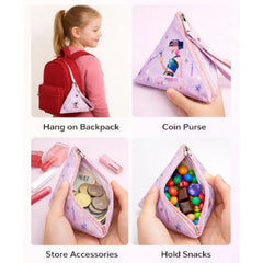 Triangle Coin Pouch Keychain for Girls - Mini Zipper Coin Wallet Pouch
