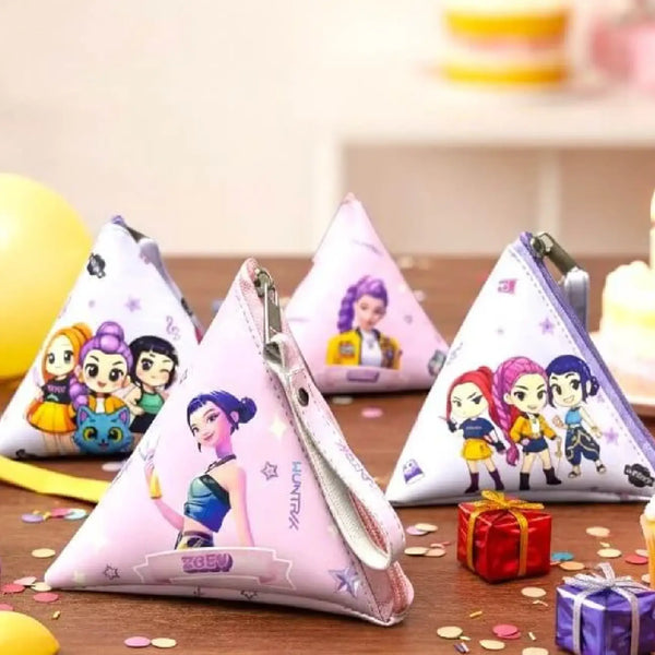 Triangle Coin Pouch Keychain for Girls - Mini Zipper Coin Wallet Pouch