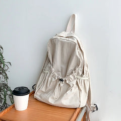 Casual Backpack Large Capacity Retro Nylon Backpack - Glacier White