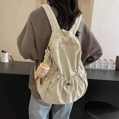 Casual Backpack Large Capacity Retro Nylon Backpack - Glacier White