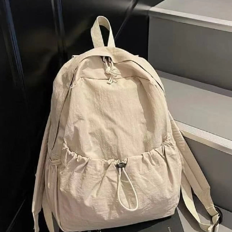 Casual Backpack Large Capacity Retro Nylon Backpack - Glacier White