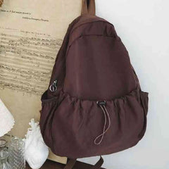 Casual Backpack Large Capacity Retro Nylon Backpack - Chestnut Brown