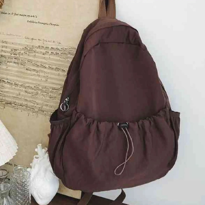 Casual Backpack Large Capacity Retro Nylon Backpack - Chestnut Brown