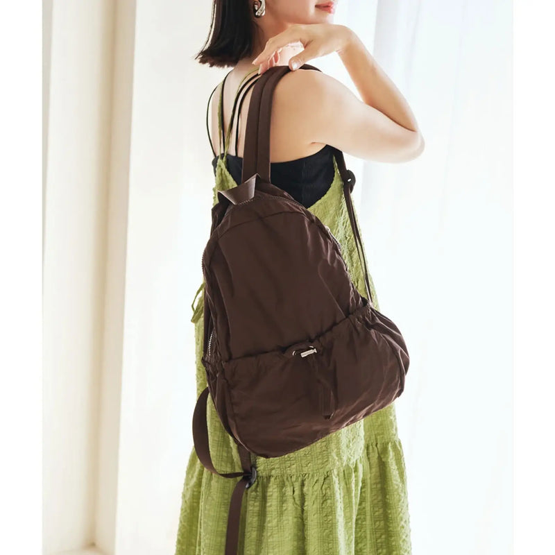 Casual Backpack Large Capacity Retro Nylon Backpack - Chestnut Brown