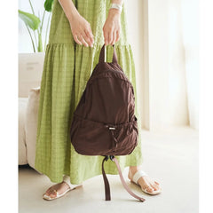 Casual Backpack Large Capacity Retro Nylon Backpack - Chestnut Brown