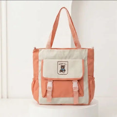 Kawaii Korean Style Premium Tote Bag With Bear Logo