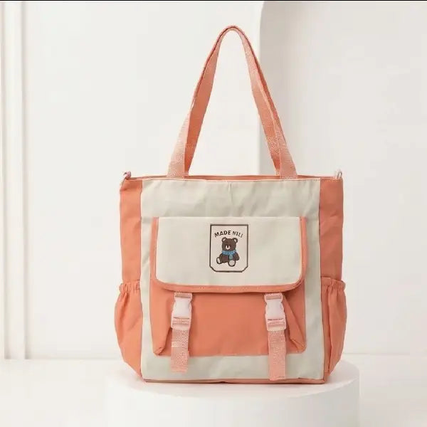 Kawaii Korean Style Premium Tote Bag With Bear Logo