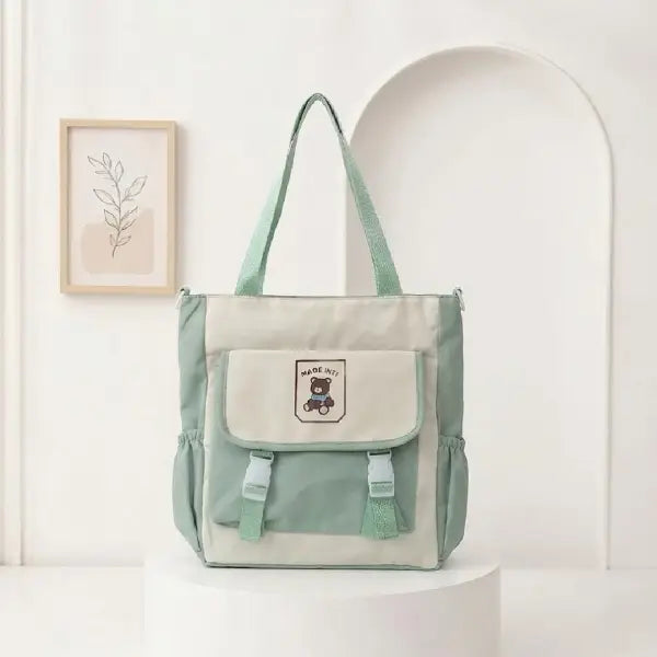 Kawaii Korean Style Premium Tote Bag With Bear Logo