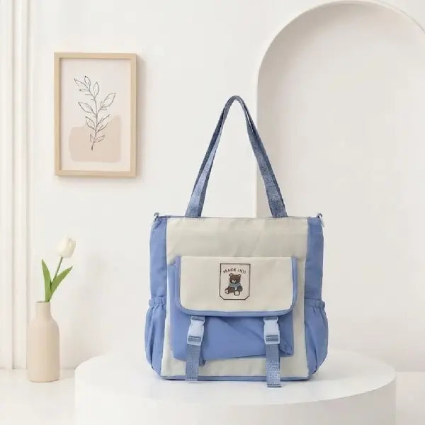 Kawaii Korean Style Premium Tote Bag With Bear Logo