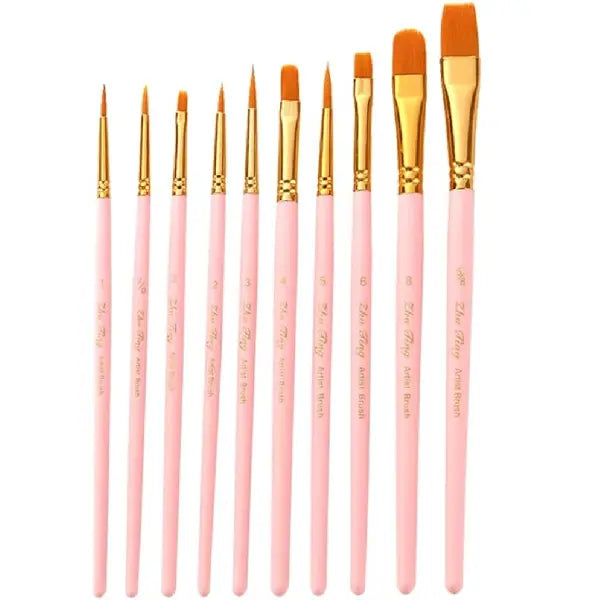 Pink & Gold Series Multipurpose Synthetic Brushes Set Of 10