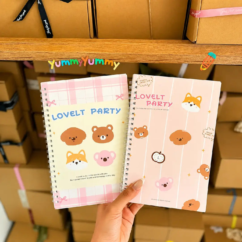 Lovley Party Illustration - Aesthetic Cover A5 Spiral Notebook